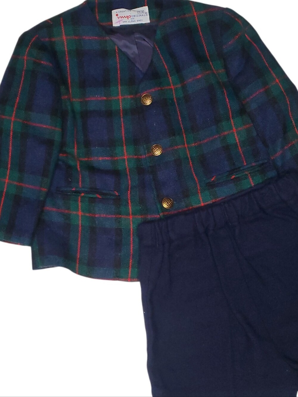 VTG Imp Originals Bullock's Wilshire Boys Plaid Blazer Shorts Suit Set 3T Tartan